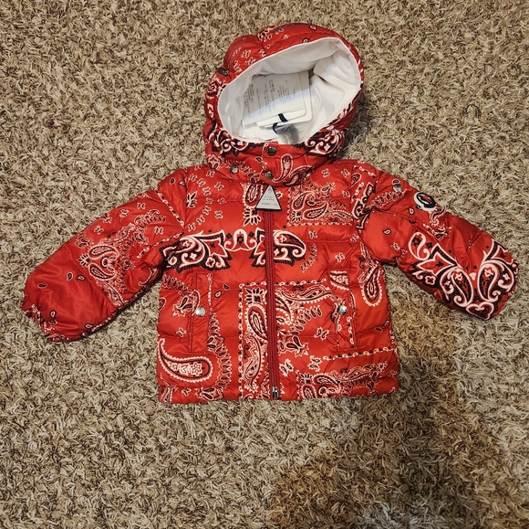Moncler Unisex Meral Bandana Print Down Coat 9-12m $675 - Picture 2 of 8